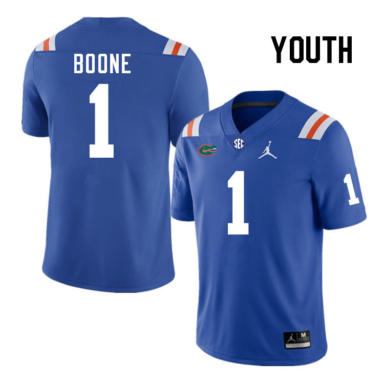 Youth #1 Justus Boone Florida Gators College Football Jerseys Stitched-Throwback